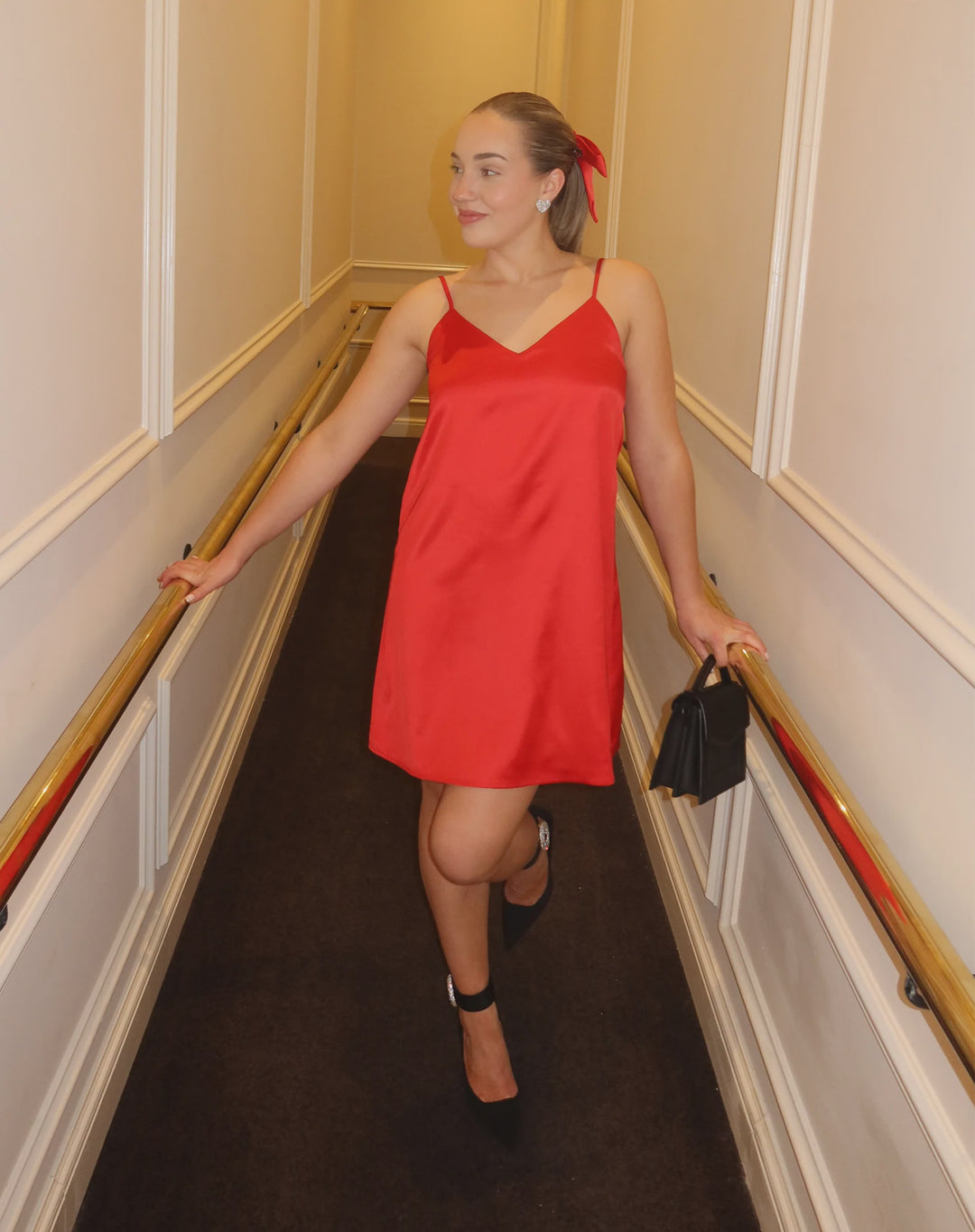 Naomi Satin Mini Slip Dress | Crimson