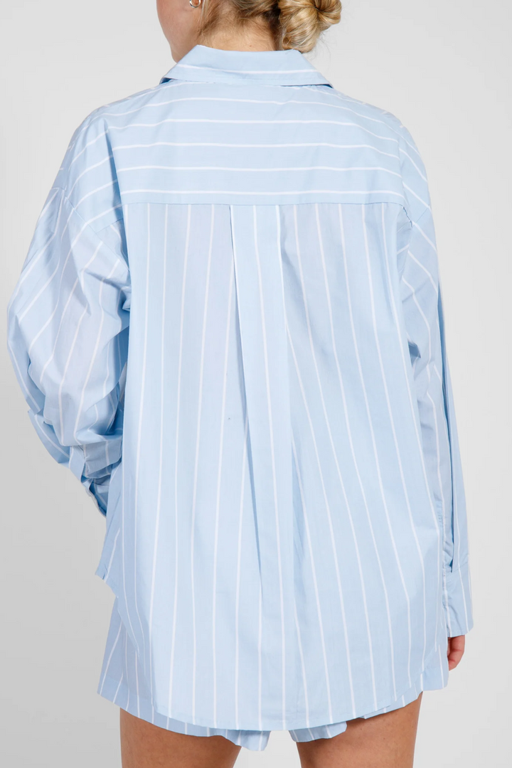 The Striped Button Up Shirt | Baby Blue & White