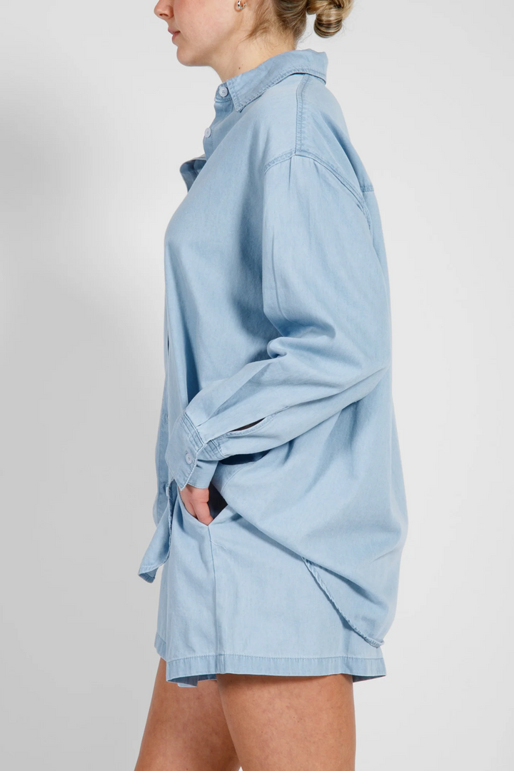 The Chambray Denim Button Up Shirt | Light Blue Denim