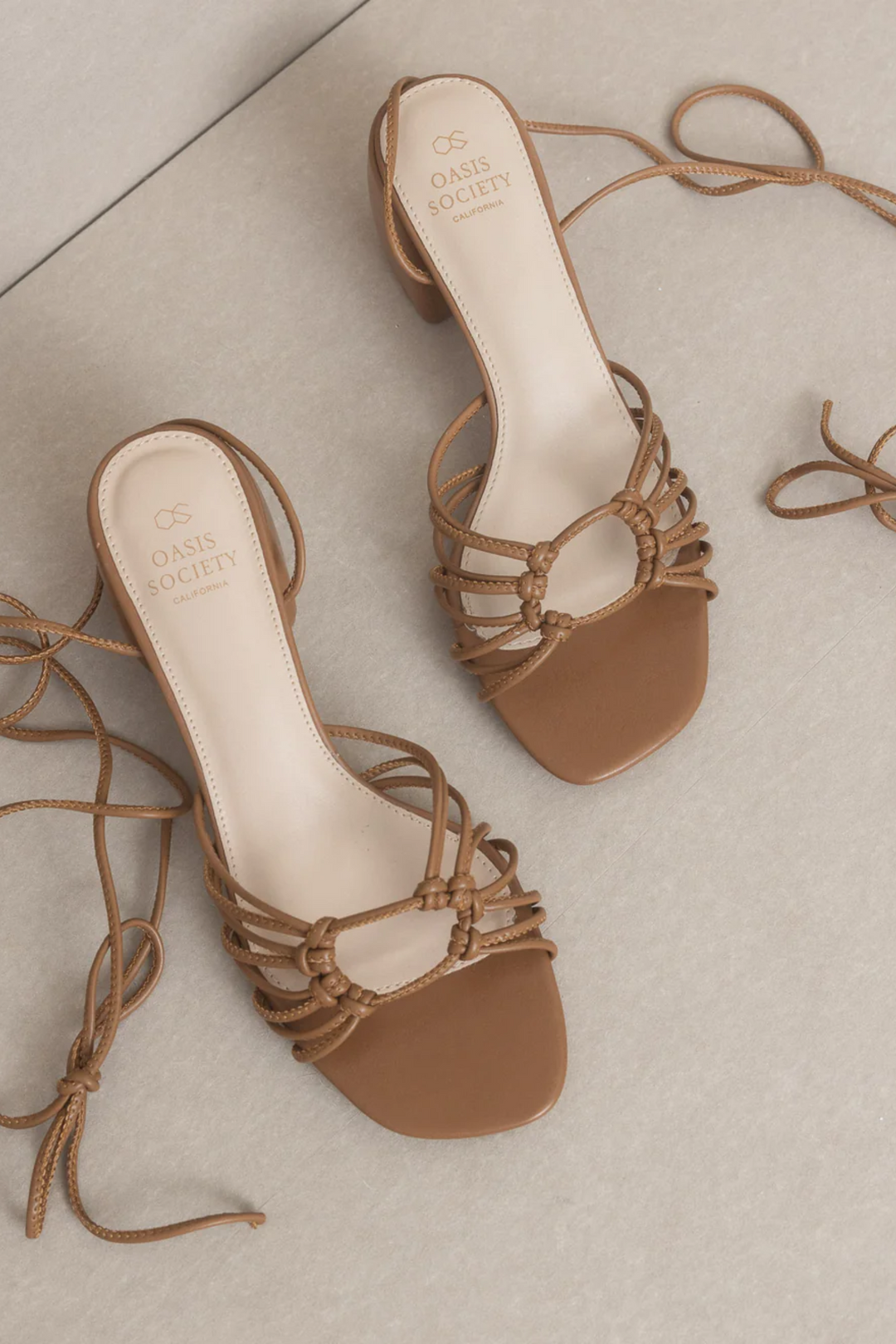 The Celia Brown | Knotted Lace Up Heel