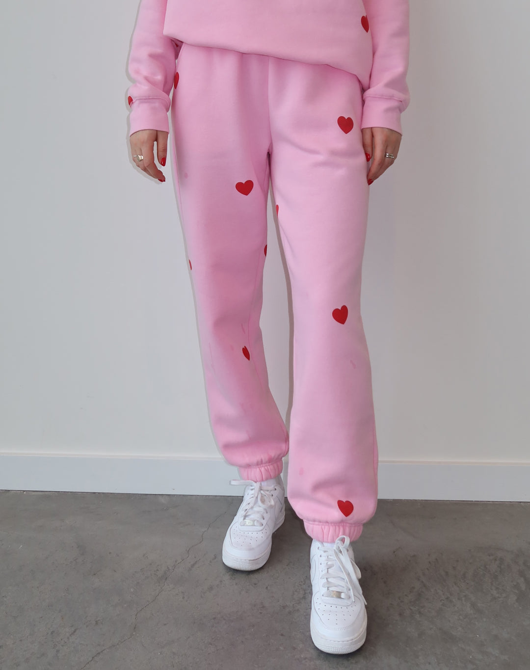 All Over Heart Oversized Jogger | Pink/Red