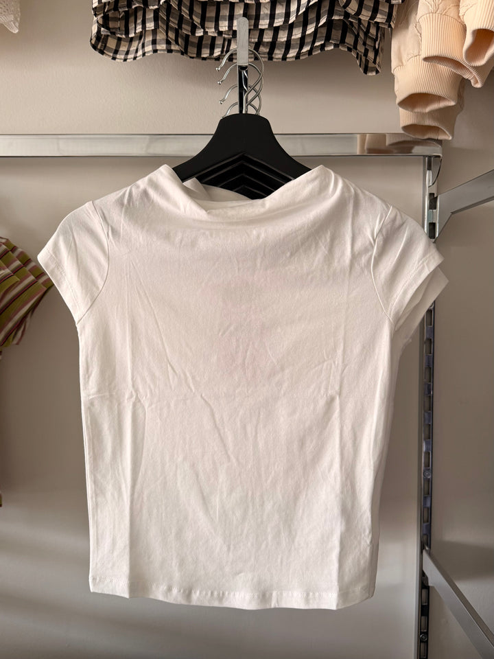 Mock Neck White Tee
