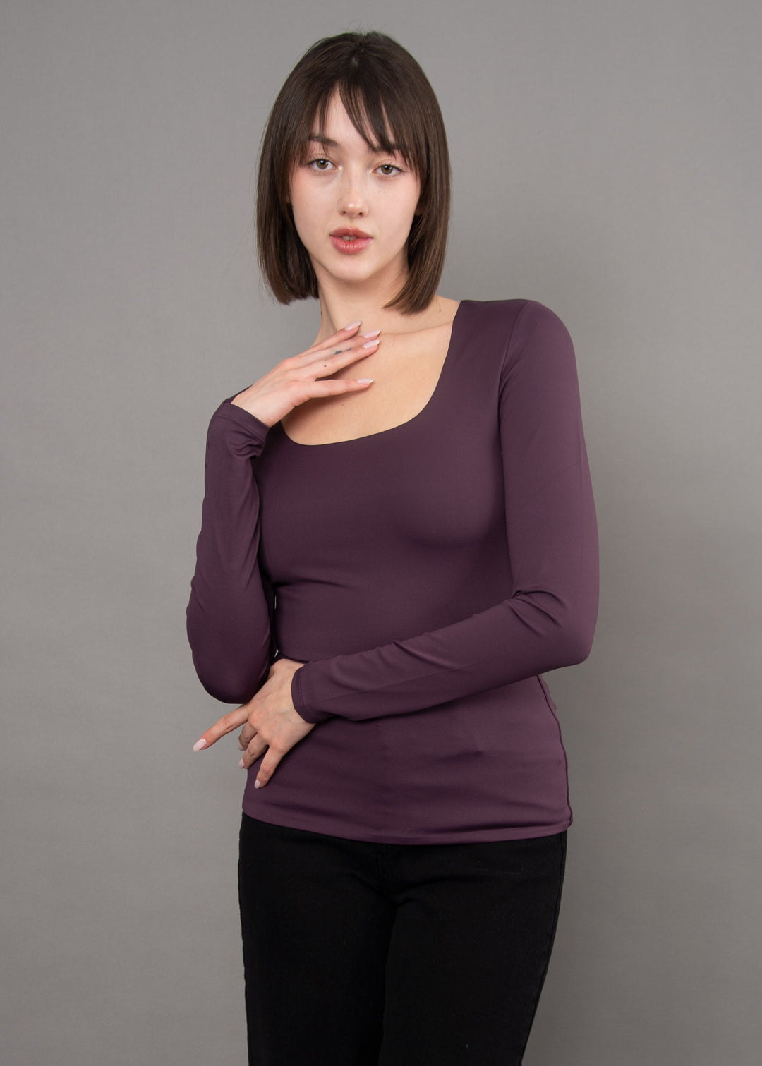 Mariana Second Skin Square Neck | Deep Plum