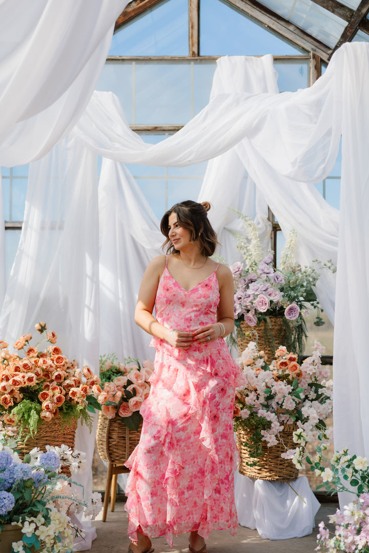 Smilla Long Frill Floral Dress