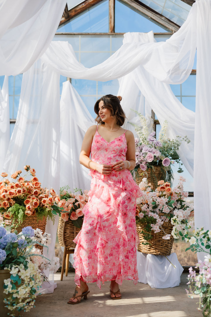 Smilla Long Frill Floral Dress