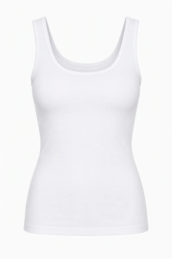 Short Bamboo Tank | White