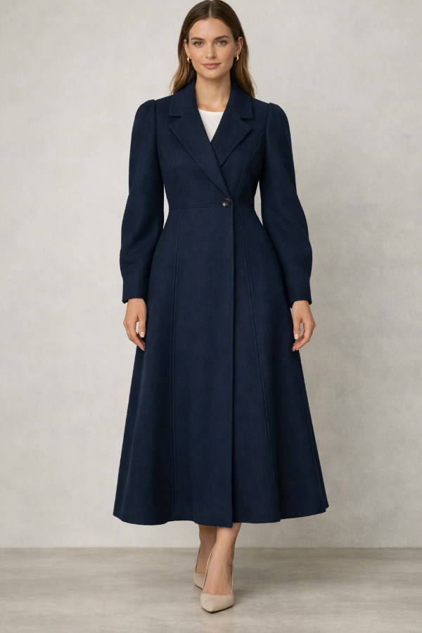 Autumn Carrie Tailored Long Coat | Navy