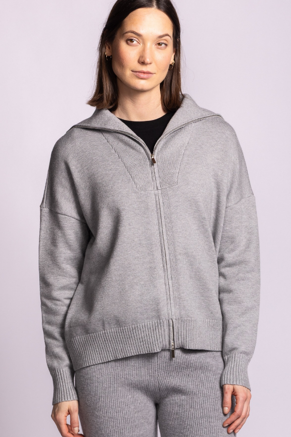 Perry Ribbed Zip-Front Sweater