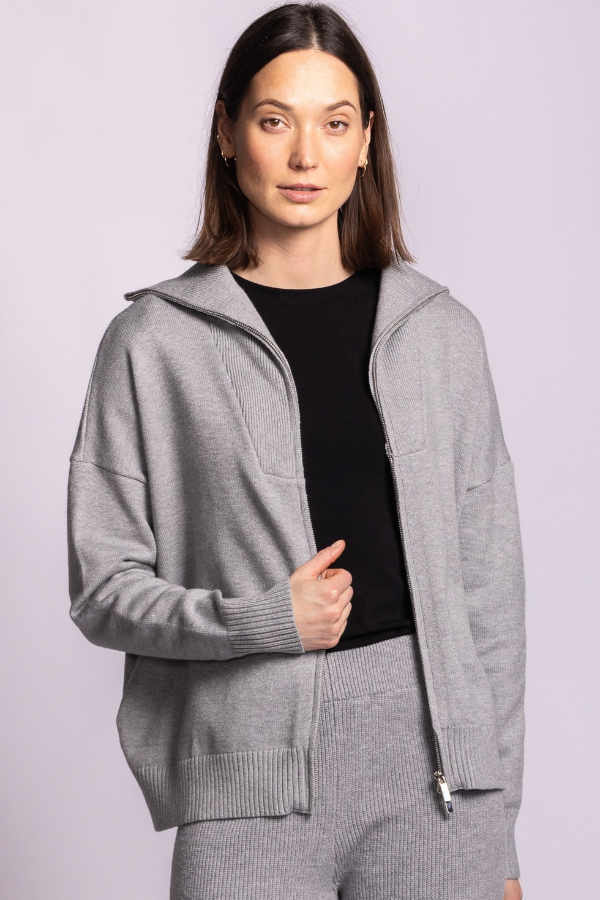 Perry Ribbed Zip-Front Sweater