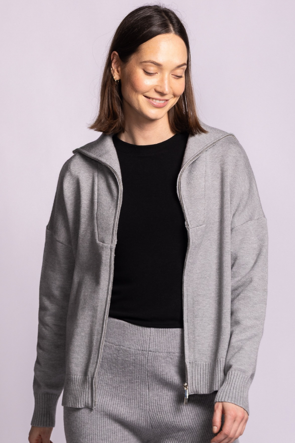 Perry Ribbed Zip-Front Sweater