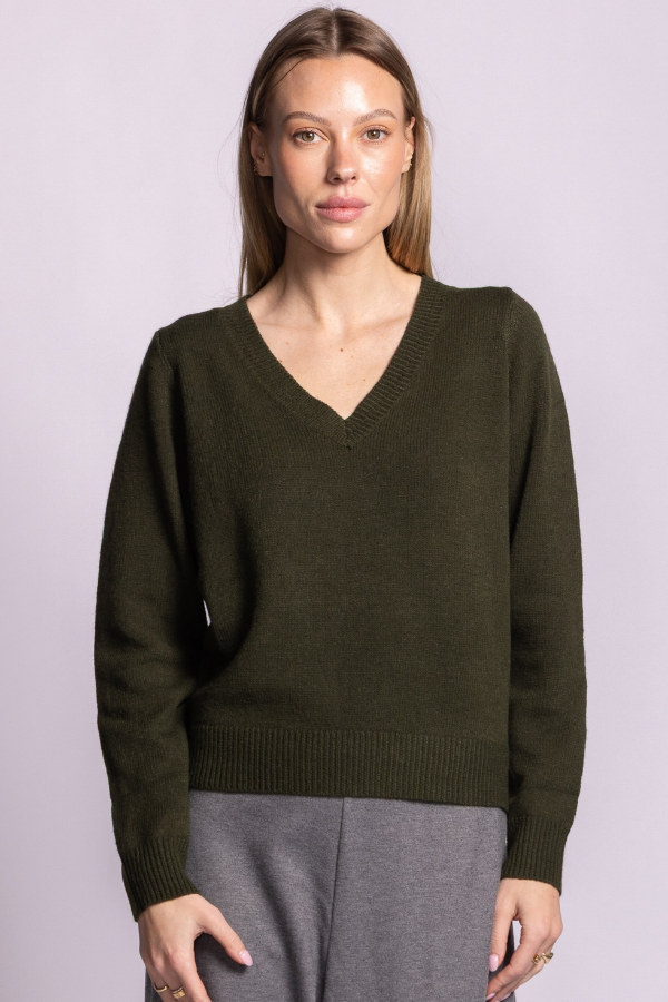 Audrey V-Neck Pullover | Forest Green