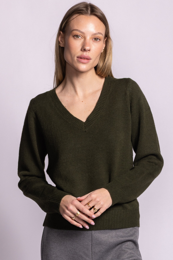 Audrey V-Neck Pullover | Forest Green