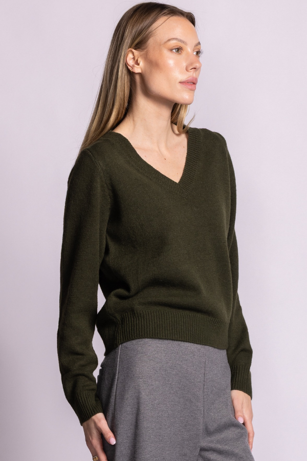 Audrey V-Neck Pullover | Forest Green