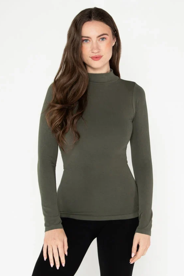 Bamboo Mock Neck Top | Olive