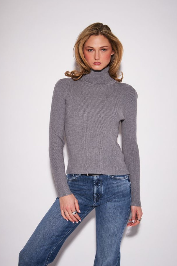 Eleanor Ribbed Turtleneck | Grey Owl