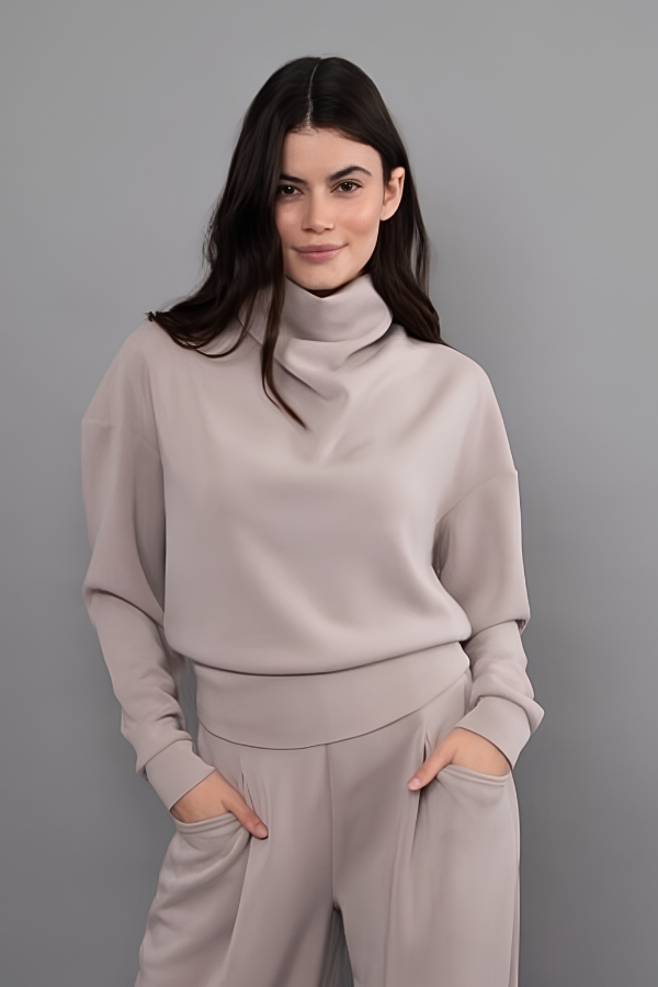 Soft Knit Scuba Funnel Neck Pullover | Birch