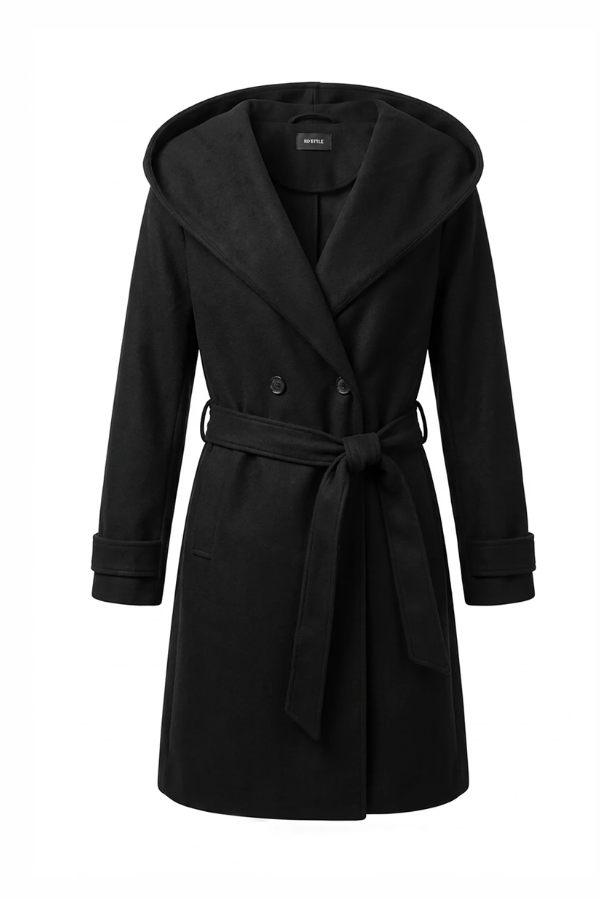 Saray Hooded Wrap Coat | Black
