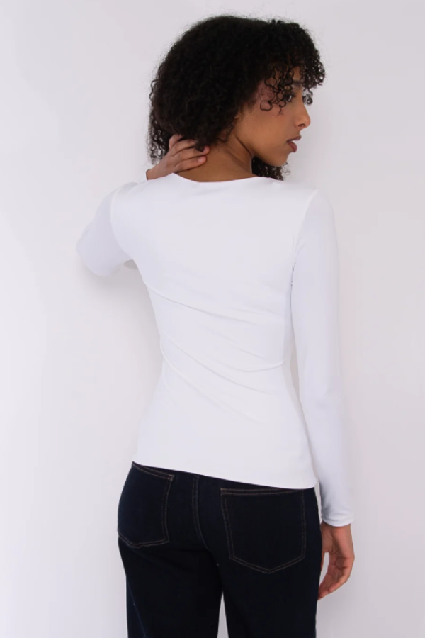 MARIANA Second Skin Scoop Neck Top | White