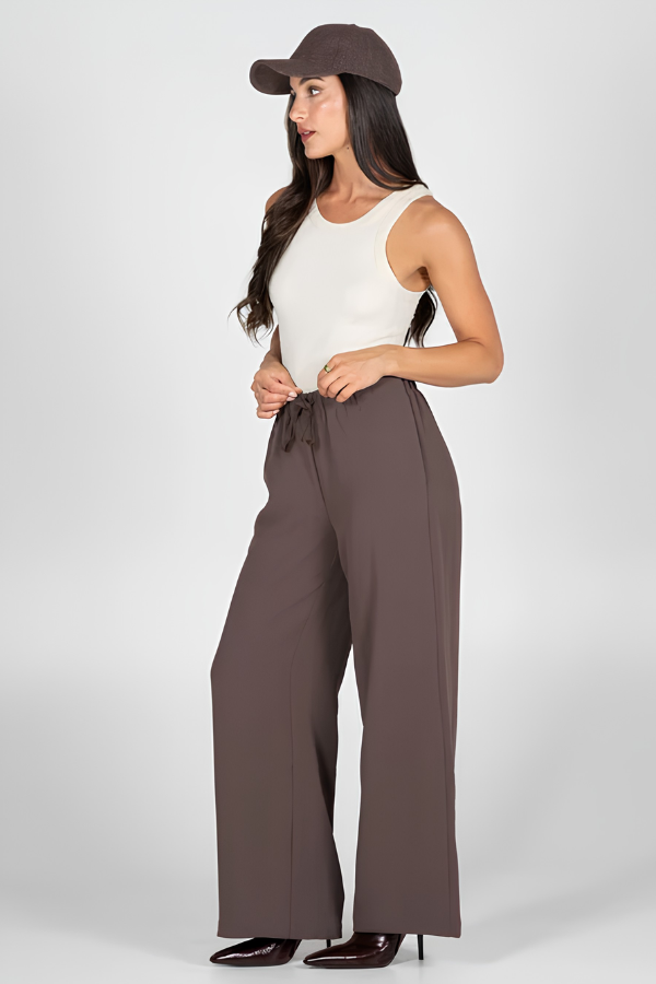 Tie Front Wide Leg Pant | Coffee