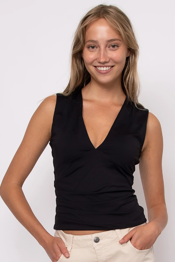 Second Skin V Neck Tank W/ Removable Bra Insert | Chocolate