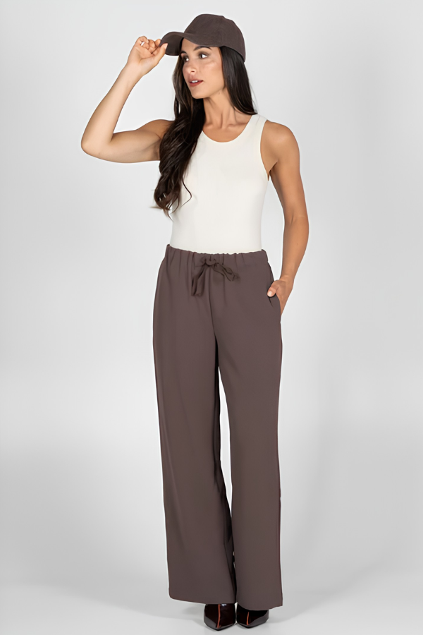 Tie Front Wide Leg Pant | Coffee