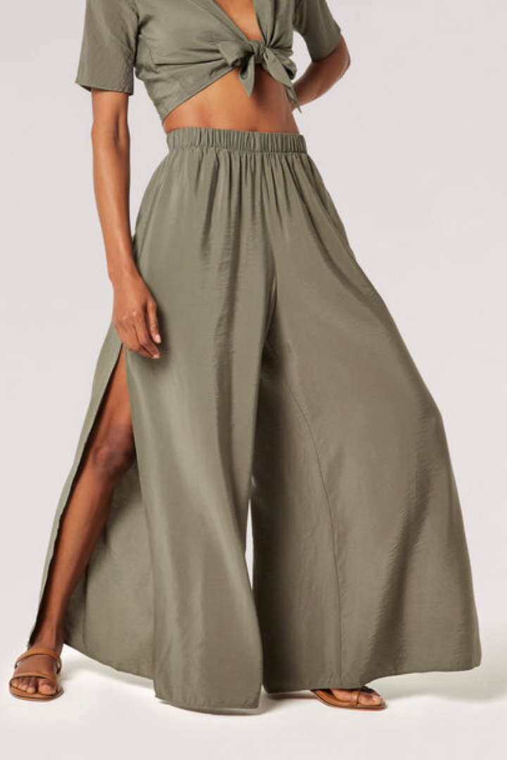 Side Slit Textured Palazzo Pants | Last XS