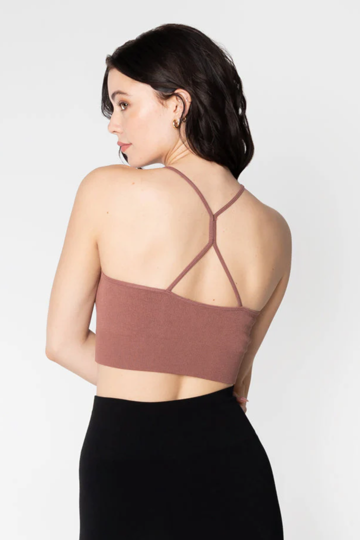 Bamboo Ribbed Crossback Tank | Chestnut