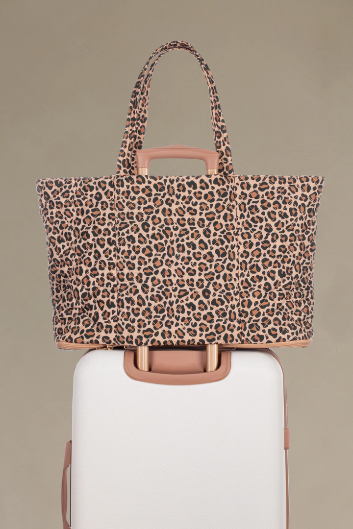 Leopard Quilted Expandable Tote