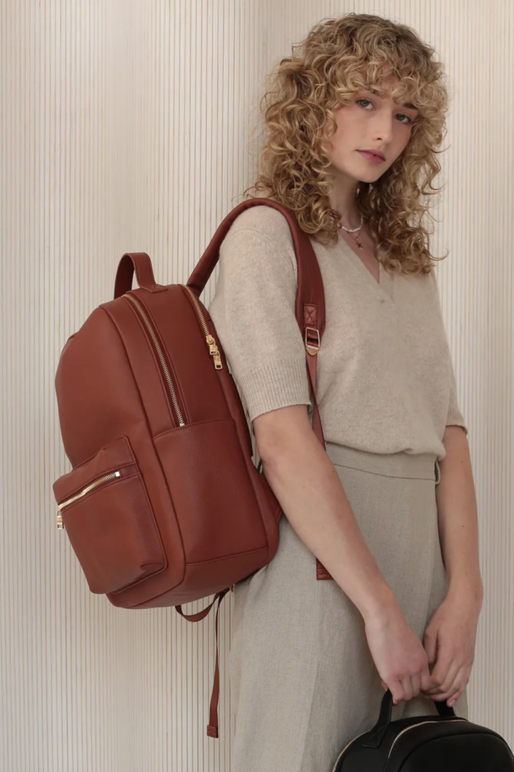 Vegan Leather Backpack | Walnut