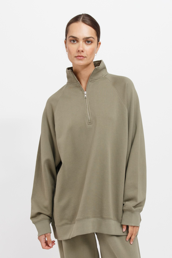 NOT YOUR BOYFRIEND HALF ZIP | OLIVE