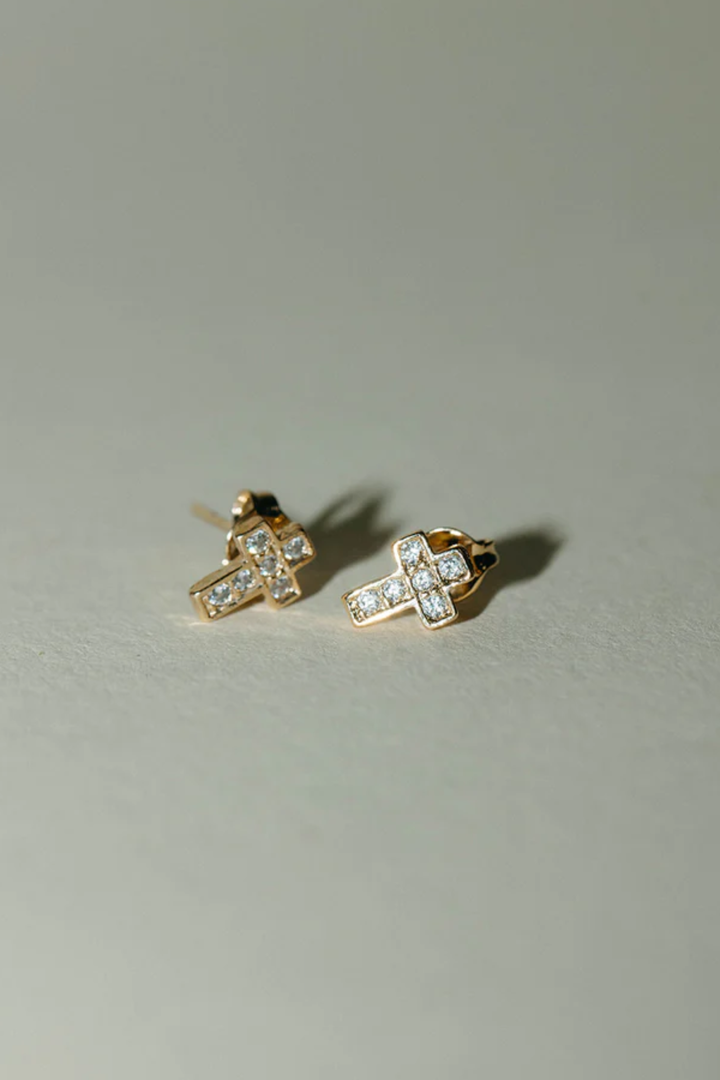 Psalm- Dainty Sparkle Cross Stud