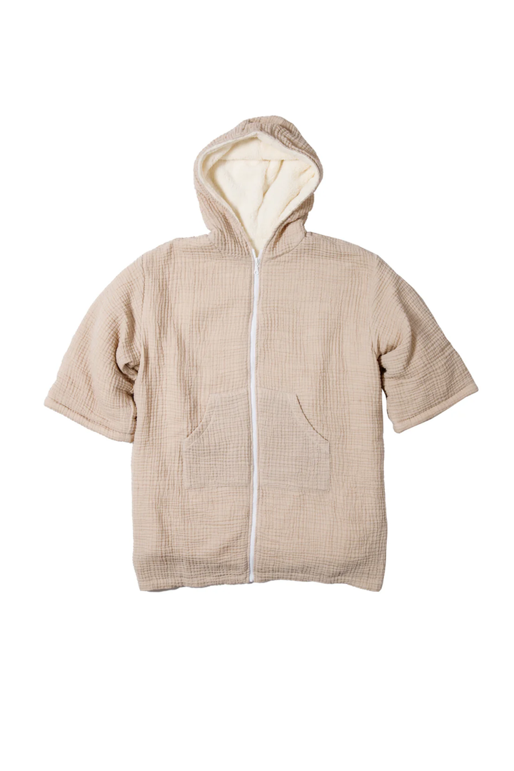 THE POLAR | Unisex Fleece-lined Muslin Zip Poncho