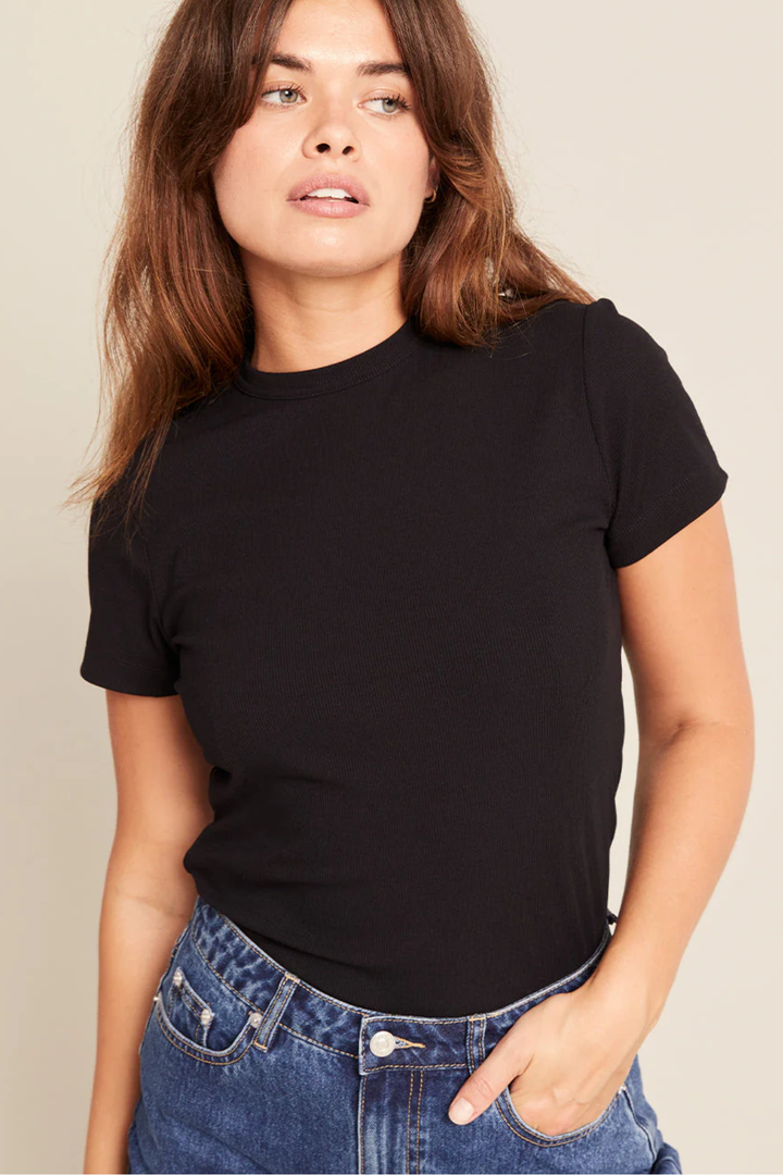 Ribbed Crew Neck T-Shirt