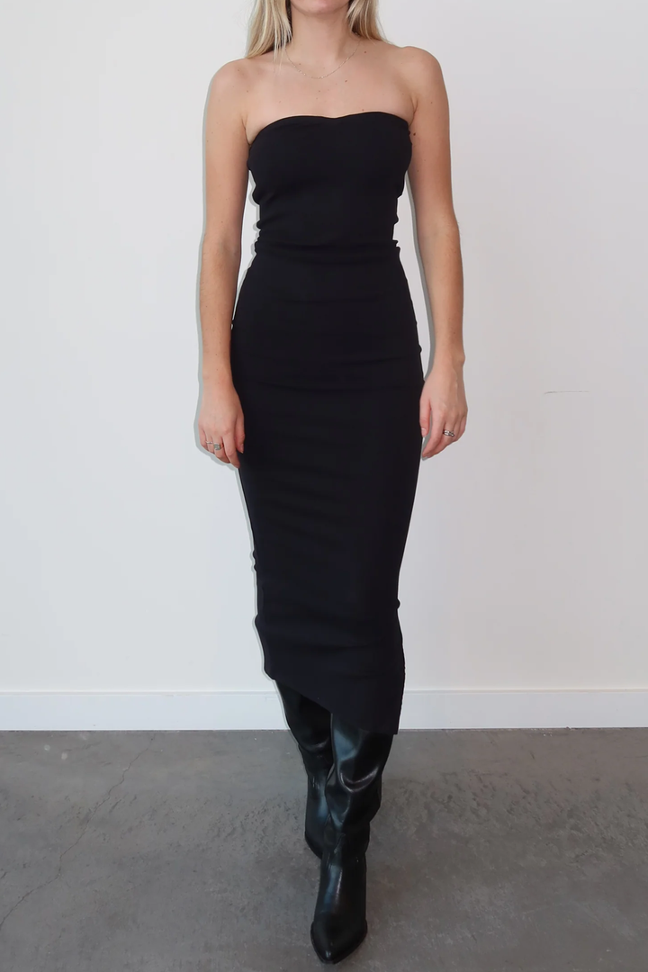 The Ribbed Strapless Maxi Dress | Black Last XL/XXL