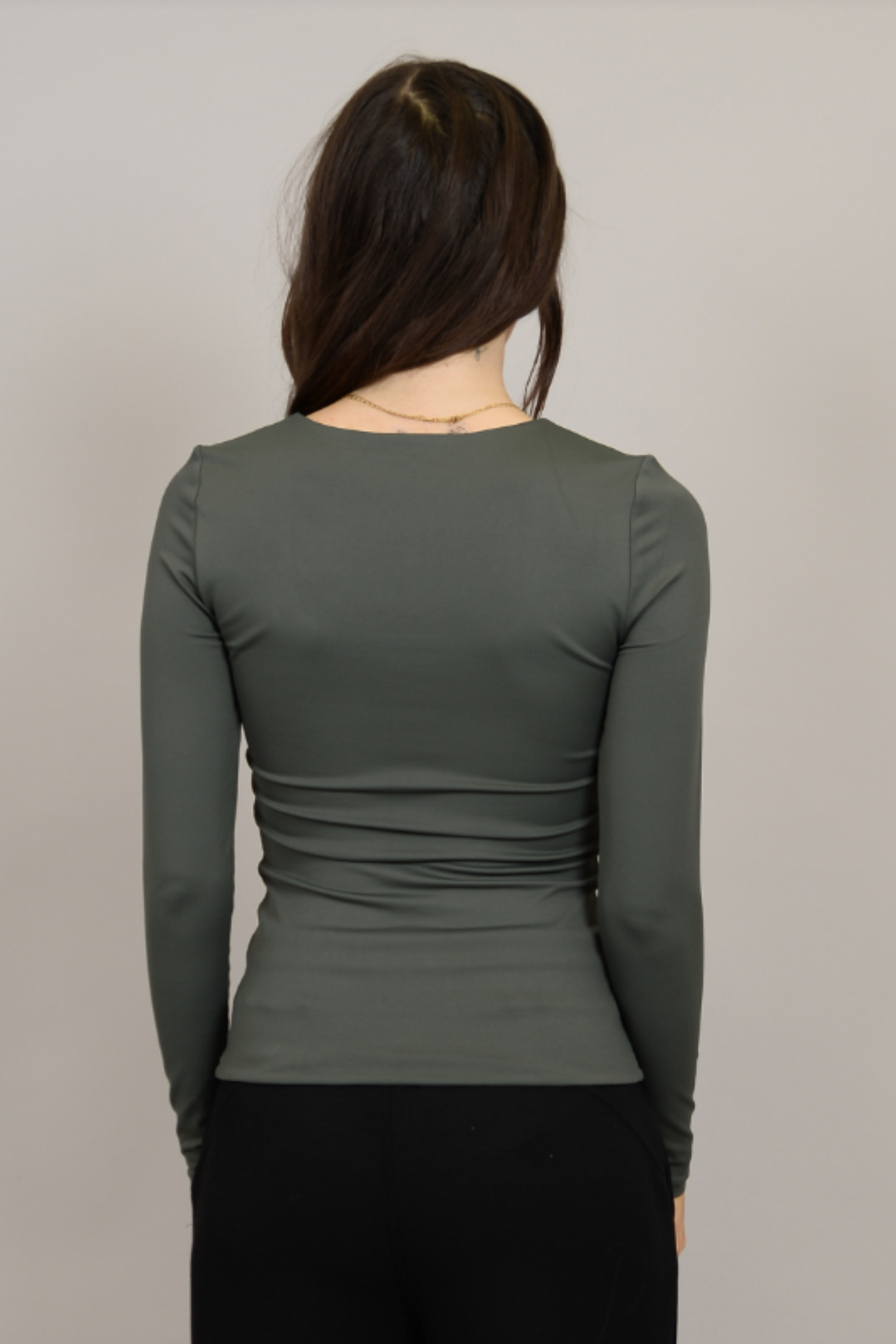 Second Skin Long Sleeve Scoop Neck Top | Dark Ivy