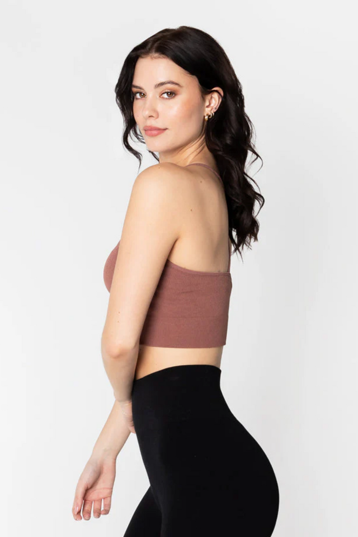 Bamboo Ribbed Crossback Tank | Chestnut