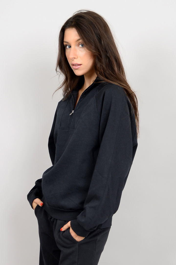 Vintage Black Mockneck Half Zip Pullover