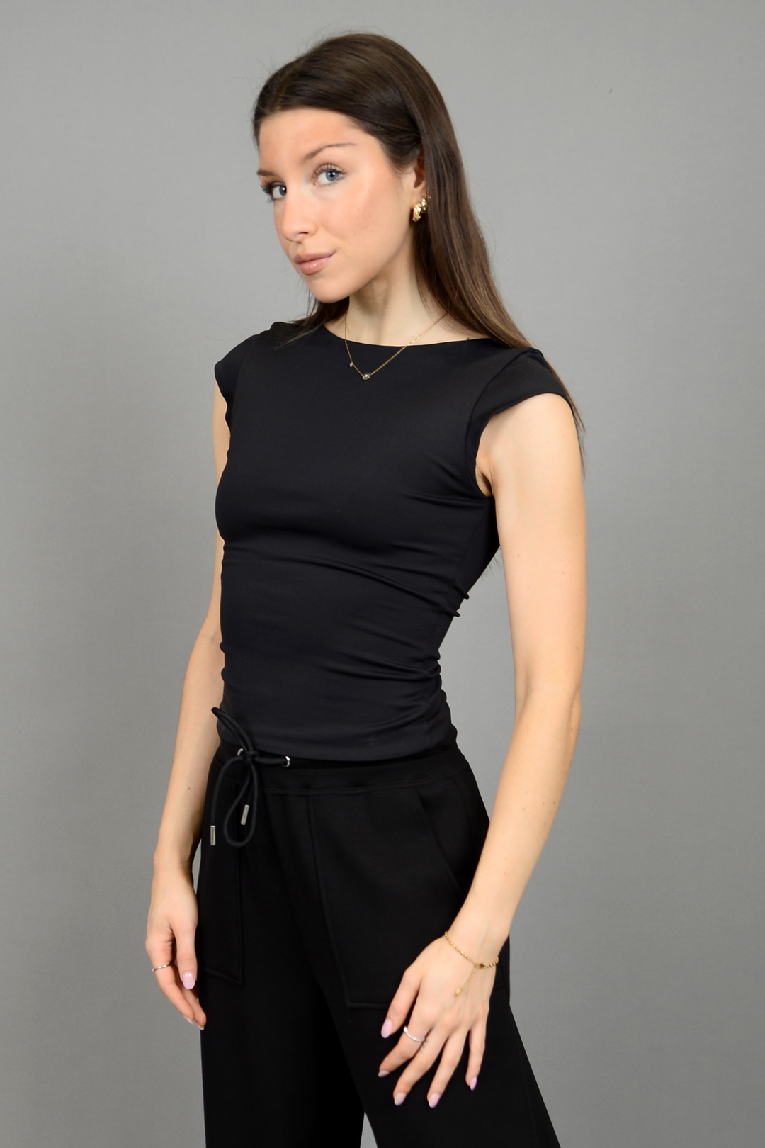 Brida Capsleeve Second Skin Top | Black