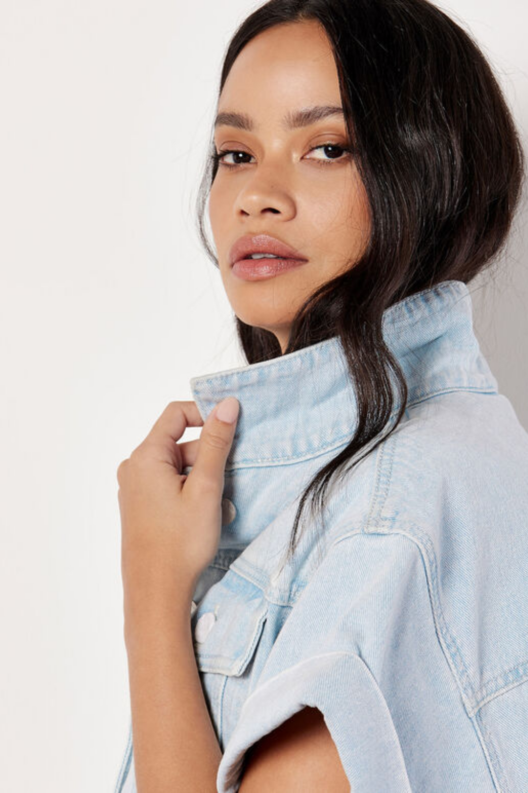 Turn Up Cropped Denim Jacket