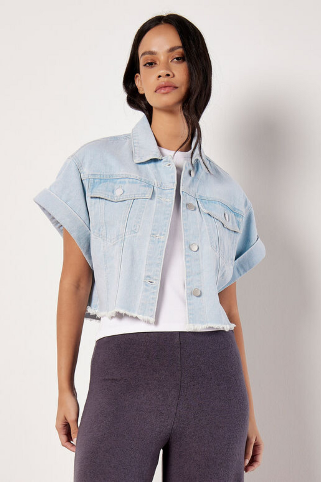 Turn Up Cropped Denim Jacket