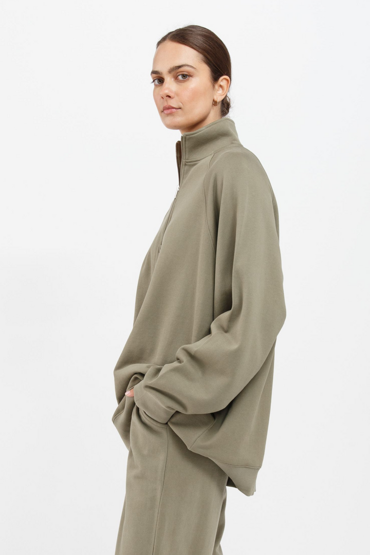 NOT YOUR BOYFRIEND HALF ZIP | OLIVE