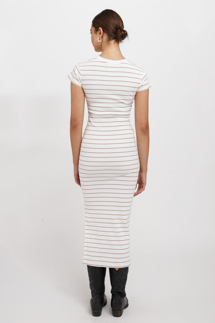 Ribbed T-Shirt Dress | Fawn Stripe