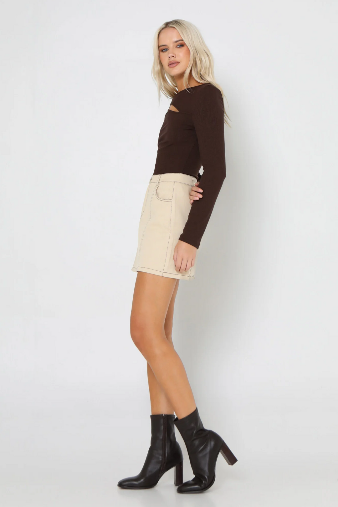 Poppy Ribbed Top | Chocolate