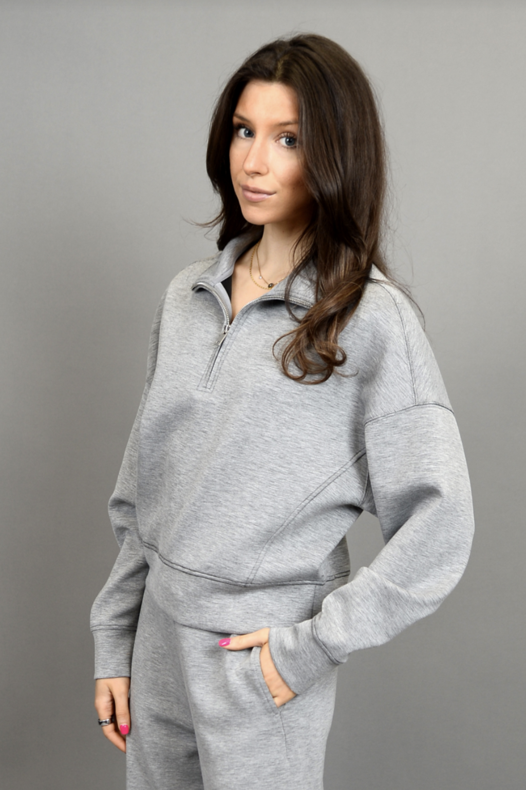 Soft Grey Half Zip Pullover