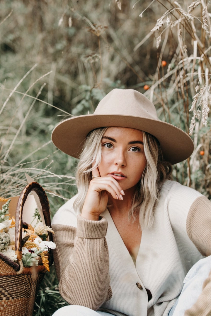 Sloane | 100% Australian Wool Wide Brim Classic Rancher Hat | Latte