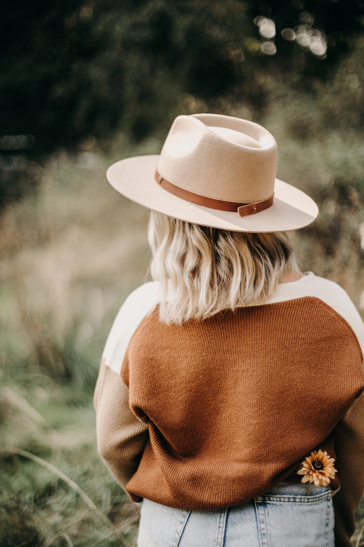 Sloane | 100% Australian Wool Wide Brim Classic Rancher Hat | Latte