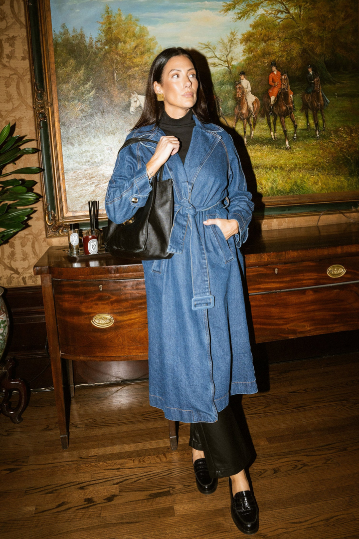 The Caitlin Denim Trench Coat | Indigo Denim