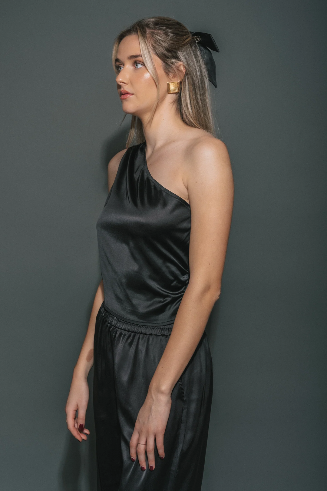 Satin One Shoulder Top