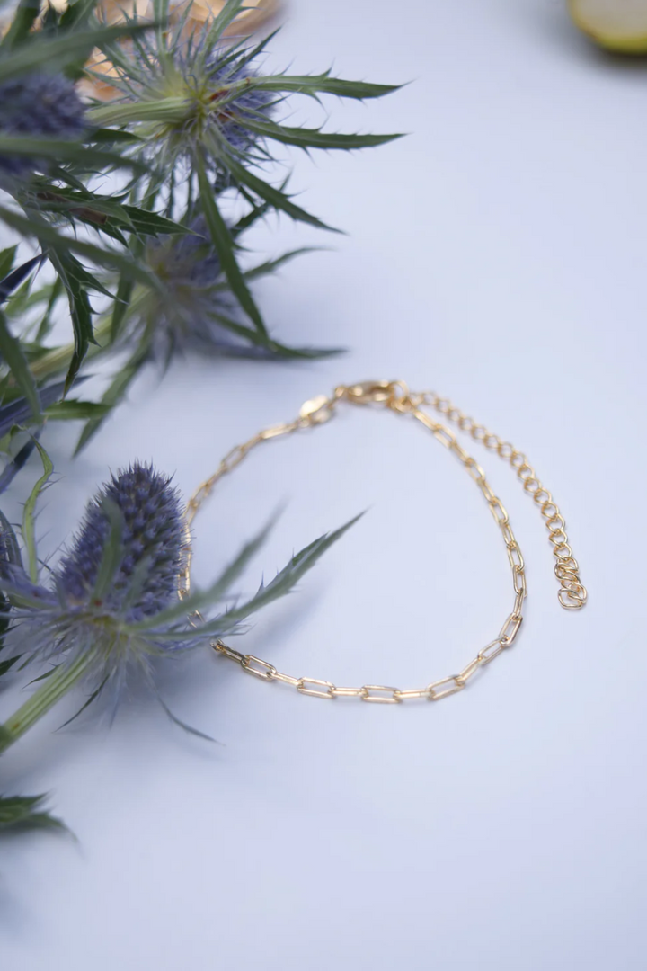 Alla- Dainty Plain Paperclip Bracelet Gold