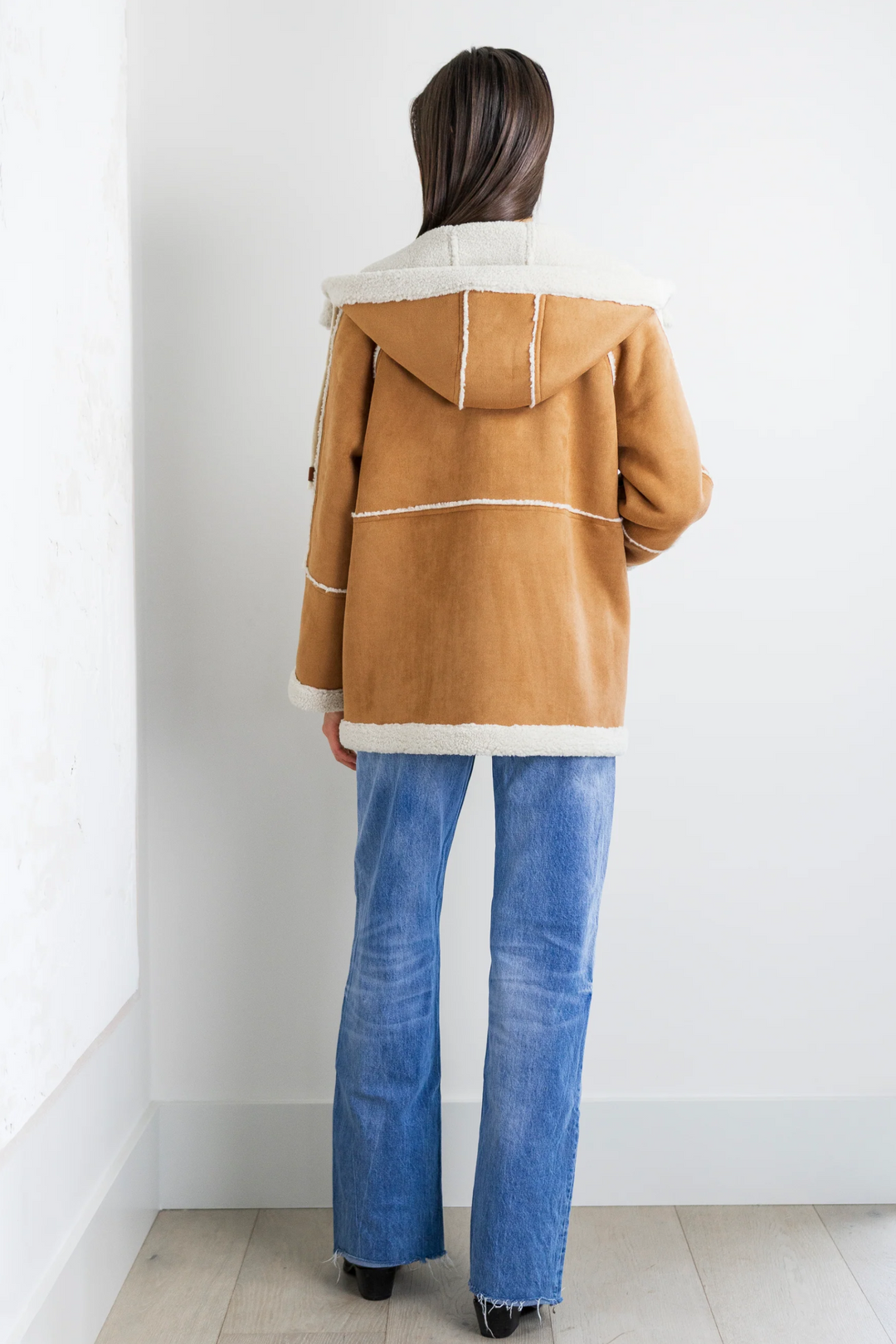 Daphne Button Down Hooded Coat in Camel